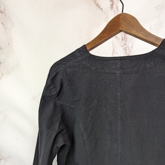 Scully Shirt Womens Large Black Button Up V Neck Ruffle Sleeve Embroidered - Picture 6 of 14